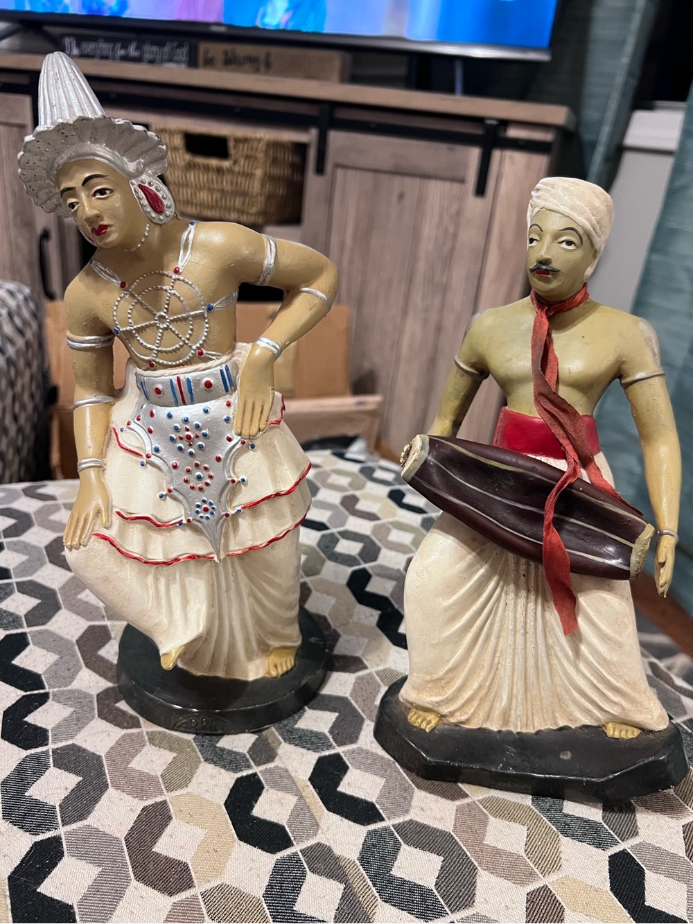 Vintage ARPICO Ceylon Dancer & Drummer Figurines Sri Lanka Pair